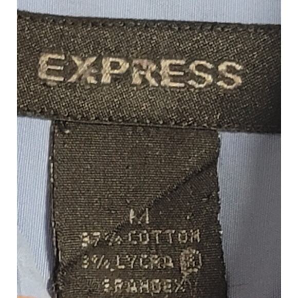 Express Blue Long Sleeves Pointed Collar Button Up Shirt Medium Lightweight Soft - Picture 4 of 6